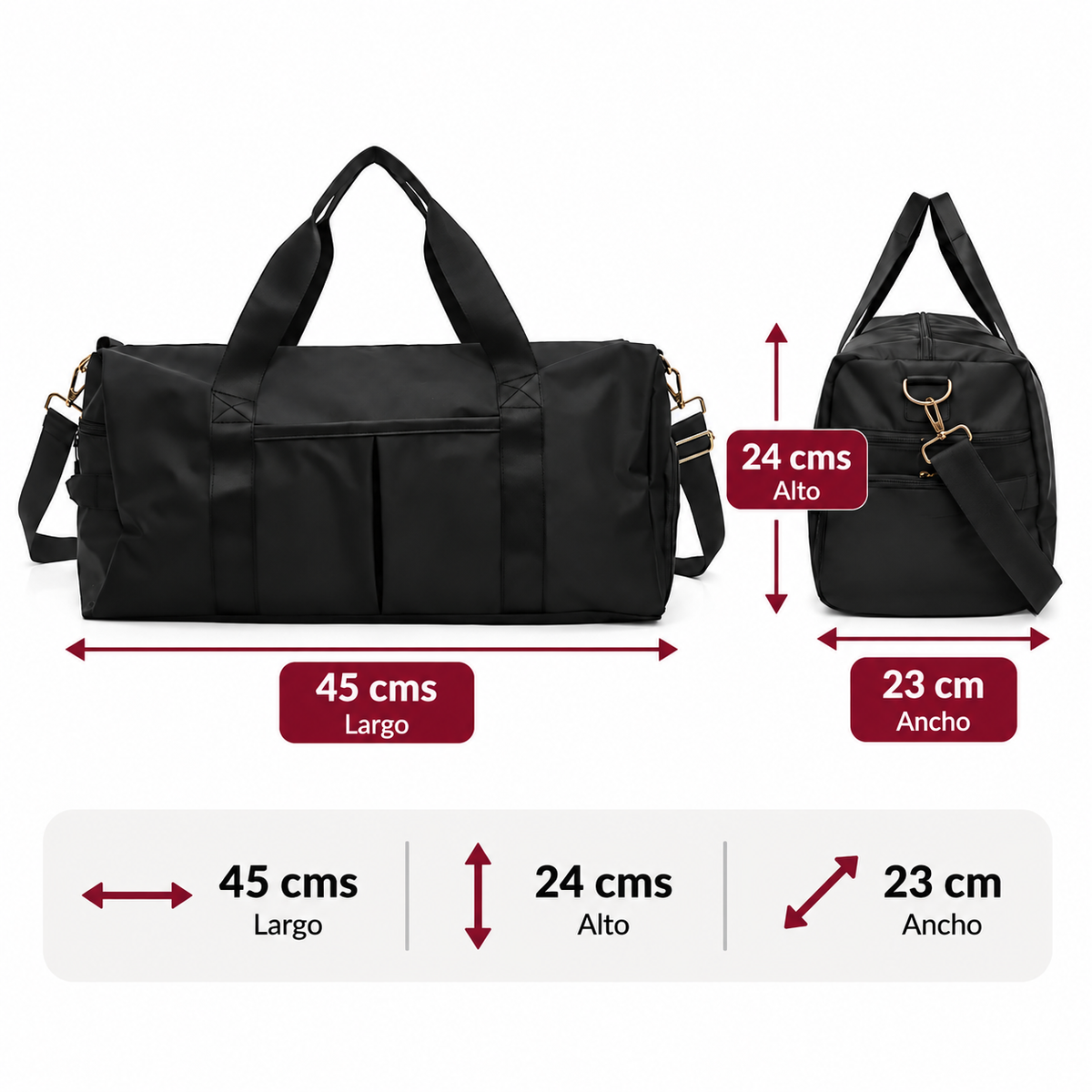 Bolso Deportivo Grande: Negro